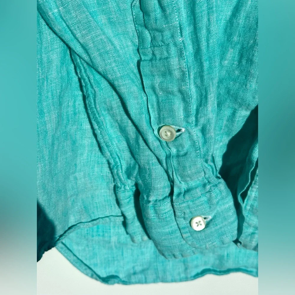 POLO Ralph Lauren 100% Linen Turquoise Blue Shirt, Classic Fit, M